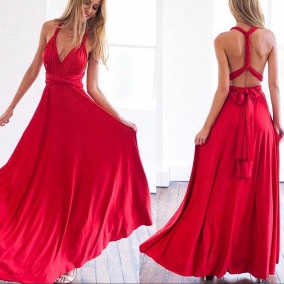 Dresses & Skirts - Red wrap gown